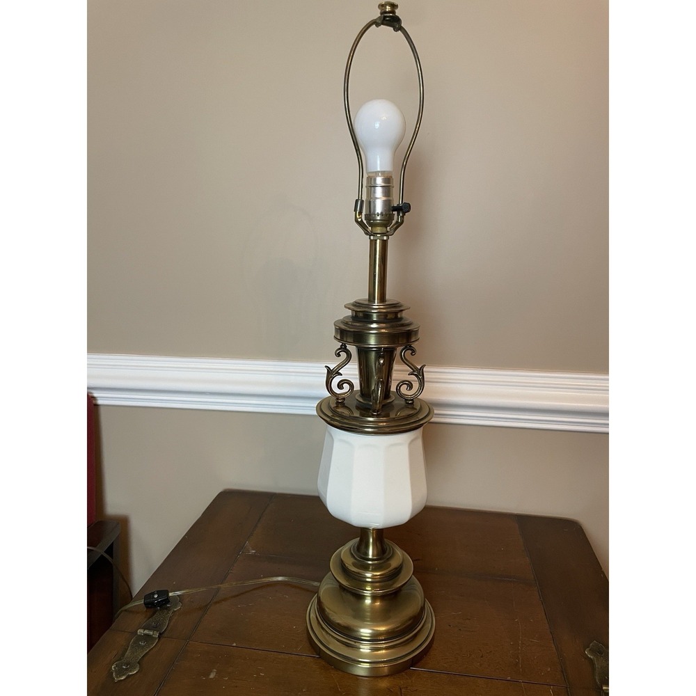 Vintage Brass And Ceramic Lamp 31" Working